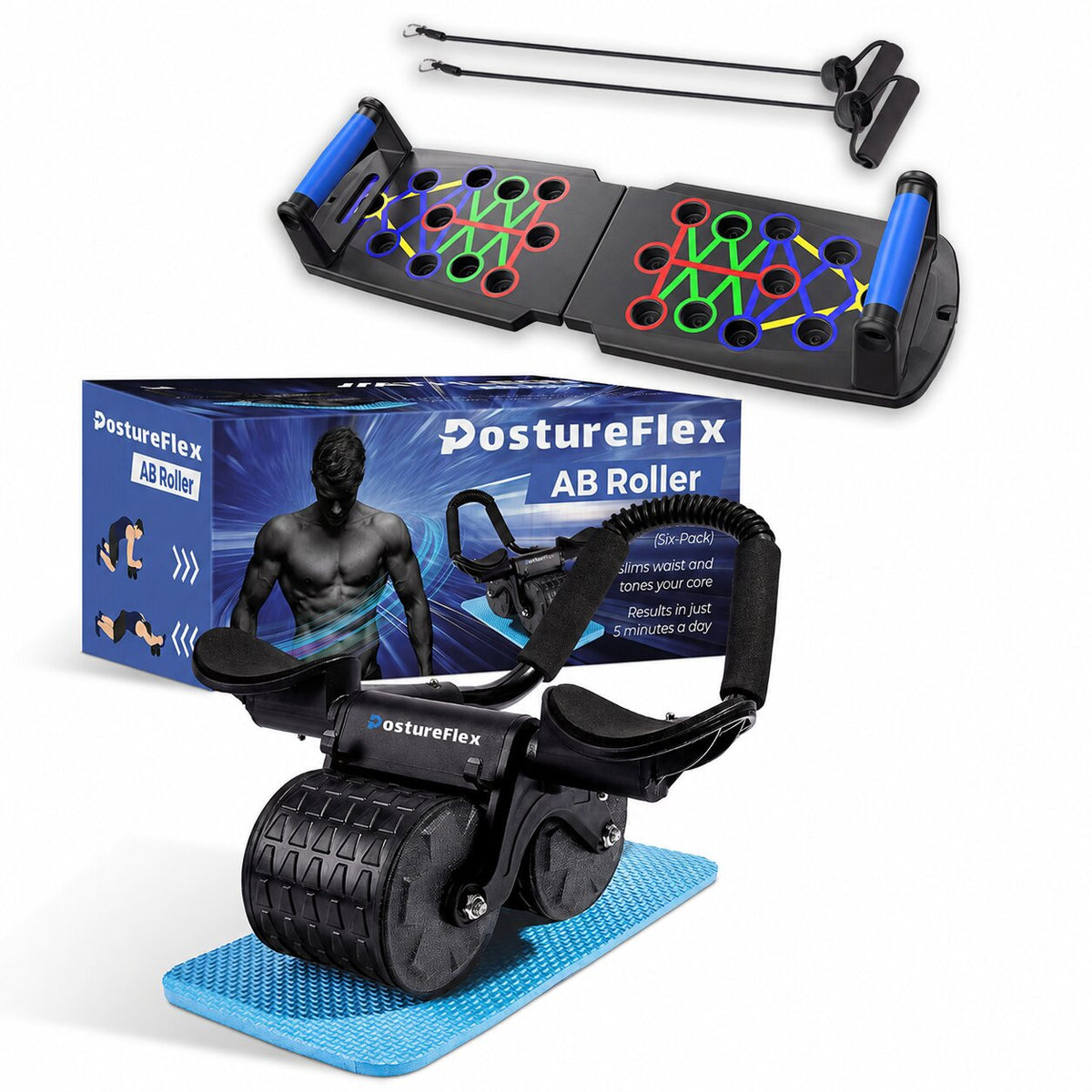 PostureFlex™ Ab Roller + Push Up Board Bundle